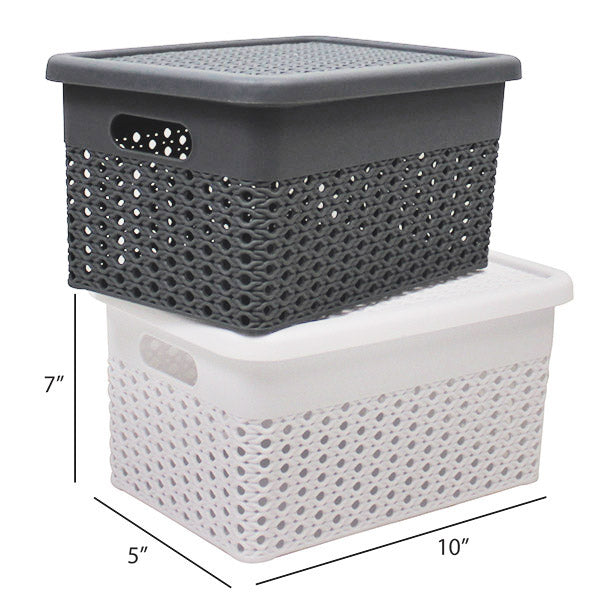 Panier effet tissé avec couvercle 10x7x5"