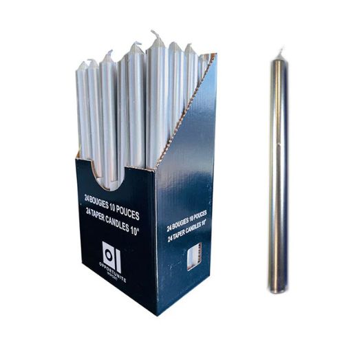 Bougie argent métallique 10"