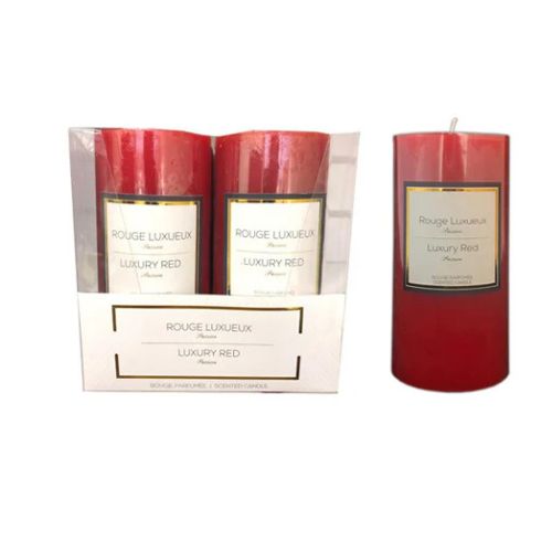 Bougie pillar parfumée rouge 6"