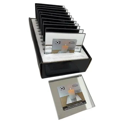 Support bougie miroir carré 3"