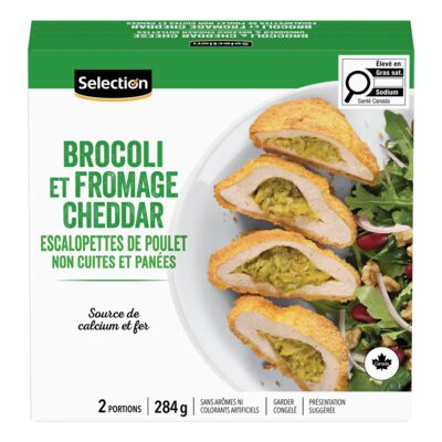 Selection escalopes de poulet brocoli et cheddar 284g