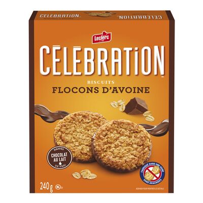 Leclerc celebration flocons d'avoine enrobés de chocolat 240G