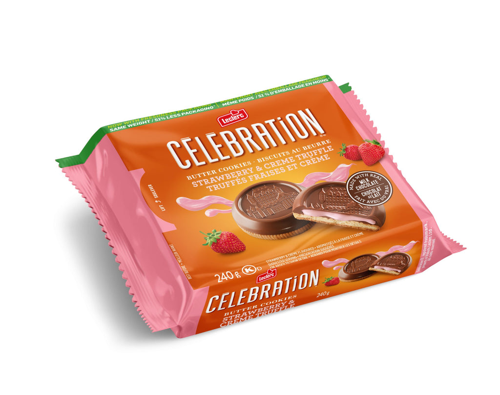 Leclerc celebration truffe fraise & crème 240G