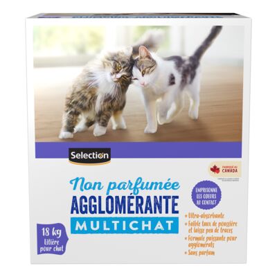 Selection litière agglomérante non parfumée 18kg - Dollar Royal