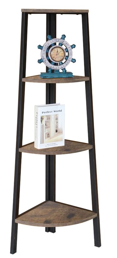 Étagere de coin à 4 niveaux couleur bois