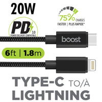 Boost cable tressé certifié Type-C à Lightning 6pi - Dollar Royal