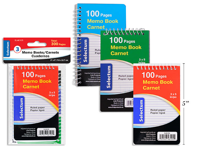 Selectum carnets de notes 3x5" pk3
