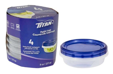 Titan contenants avec couvercles vissés pk4