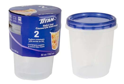 Titan contenants avec couvercles vissés pk2