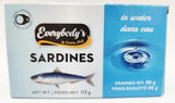 Everybody's sardines dans l'eau 125g.