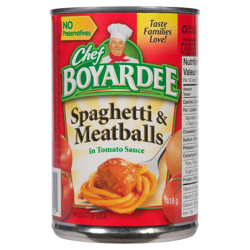 Chef boyardee spaghetti et boulettes de viande 418g