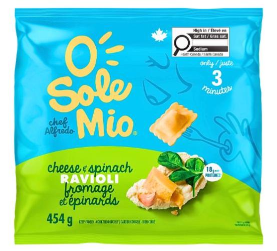 O Sole Mio ravioli fromage et épinards 454g