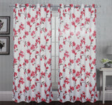 Blossom rideau opaque floral rouge 54x84"