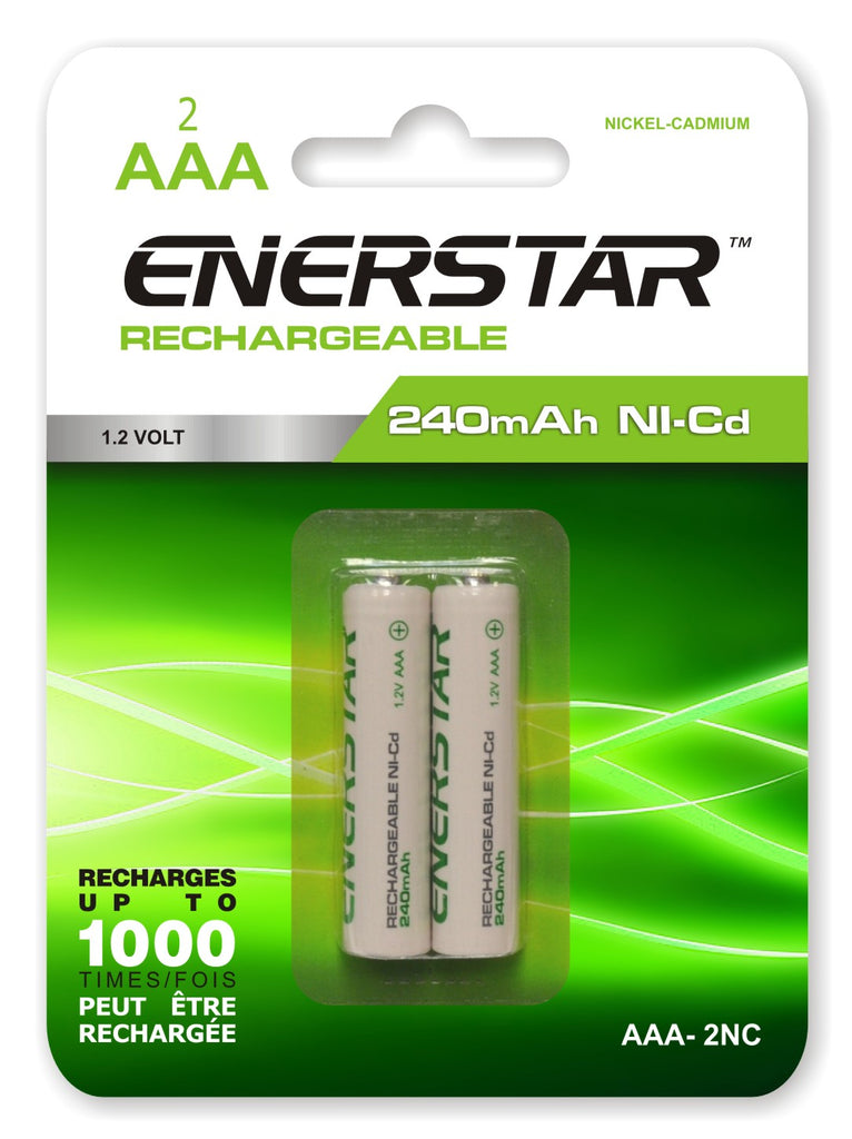 Enerstar piles rechargeables NI-CD AAA pk2 (inclus 0.20$ ecofrais)