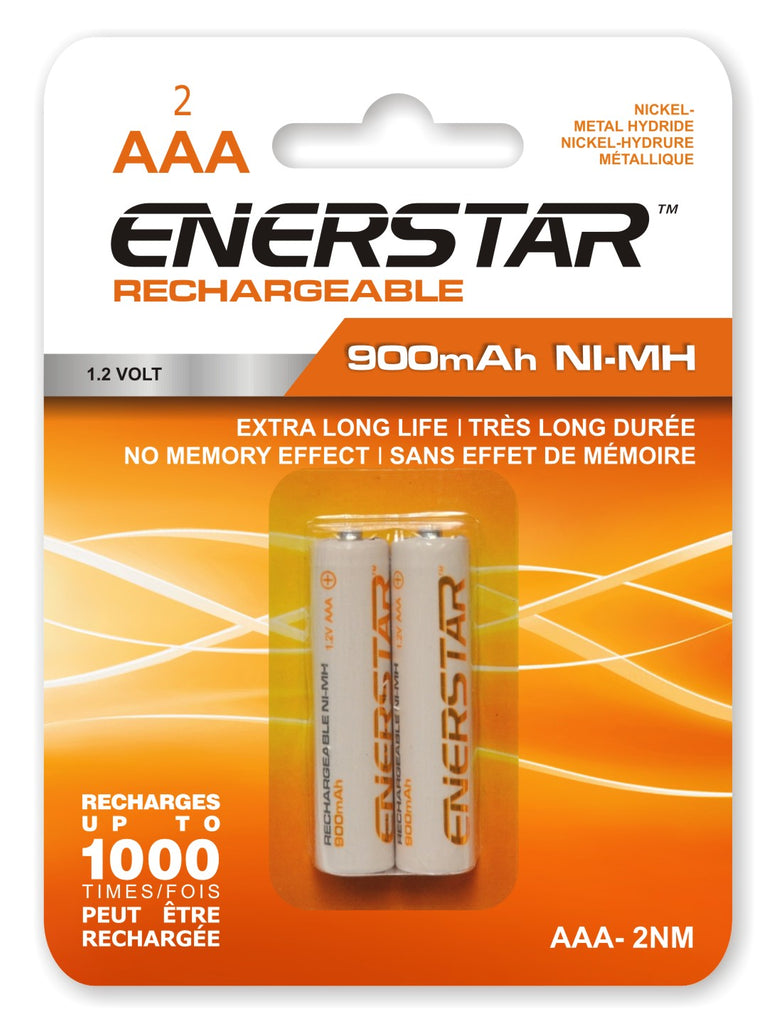 Enerstar piles rechargeables NI-MH AAA pk2 (inclus 0.20$ ecofrais)