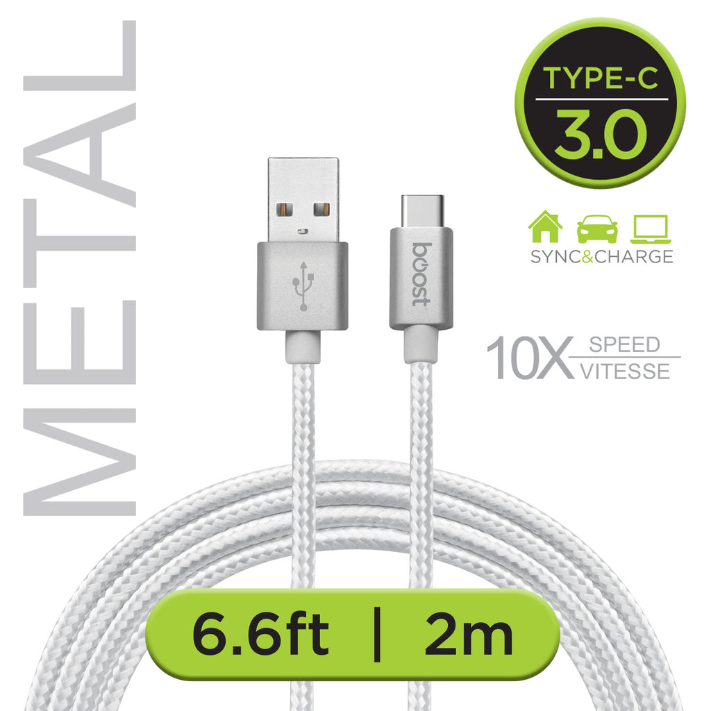 Boost cable tressé certifié USB à Type-C 6pi