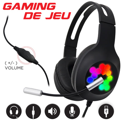 Escape casque d'écoute stereo de jeu avec microphone
