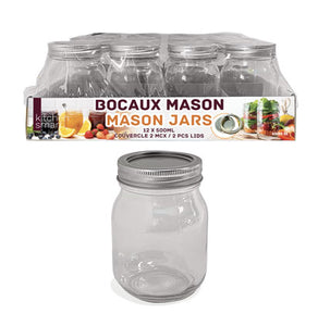 Ensemble de 12 pots style mason 500ml