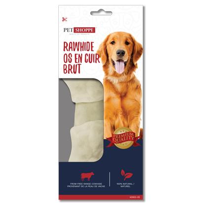 Os pour chien cuir brut blanc moyen