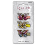 Pinces à cheveux avec papillons colorées pk3