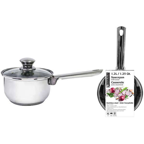 Casserole en acier inoxydable 1.2 litres