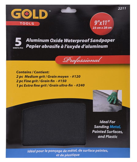 Gold papiers abrasifs à l'oxyde d'aluminium pk5