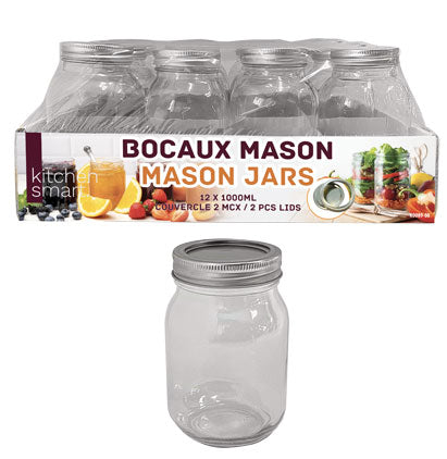 Pot mason 1000ml pqt 12