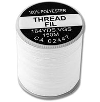 Spool of white polyester sewing thread 150m