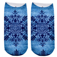 Adult/Teen Printed Socks (Mosaic Blue)