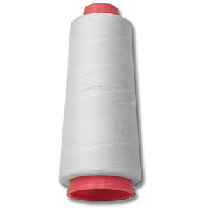 Large spool of white sewing thread