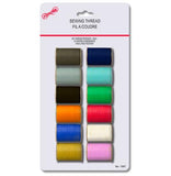 Set of 12 spools of colored sewing thread