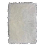 Rectangular faux-fur rug (white)