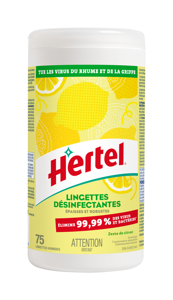 Hertel lingettes désinfectant - zeste de citron (75un)