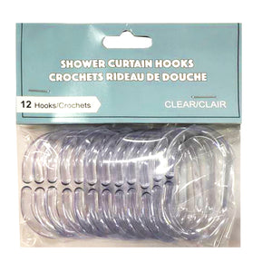 Shower curtain hooks (transparent) pk12