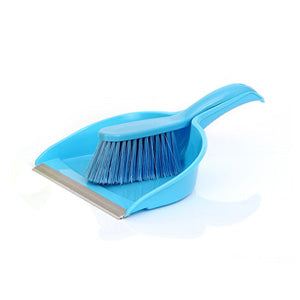 Porte-poussière et brosse, bleu