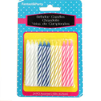 Pack of 24 spiral party candles assorted colors