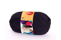 Ball of wool regular yarn in black color