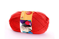 Ball of wool regular yarn in red color