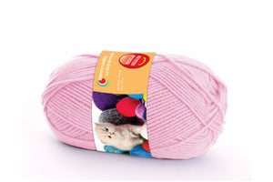 Balle de laine fil régulier de couleur rose tendre