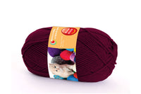 Yarn ball, regular yarn in burgundy color
