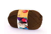Ball of wool, regular yarn in brown color