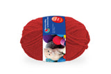 Ball of wool, thick yarn in red color
