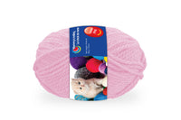 Ball of wool, thick yarn in soft pink color