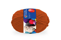 Balle de laine, fil épais de couleur orange,