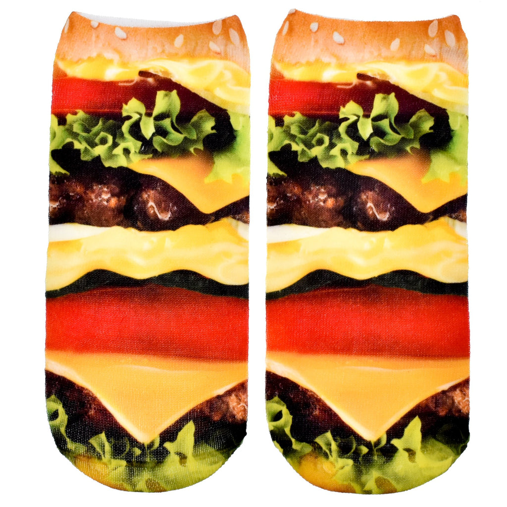Chaussettes imprimées pour adulte/adolescent (hamburger)