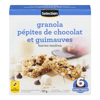 Selection Barres tendres granola pépites de chocolat et guimauves 157g