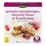 Selection Chewy cranberry, chocolate granola bars. white and raspberries 157g