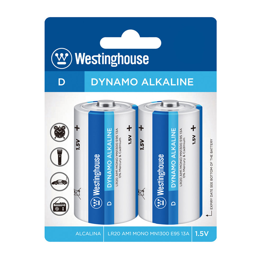 Westinghouse batterie D alcaline 1,5 volts (LR20-BP-2)