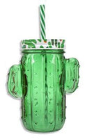 Glass mason jar cactus 450ml - green