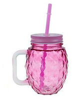 Mason jar glass pineapple 450ml - pink